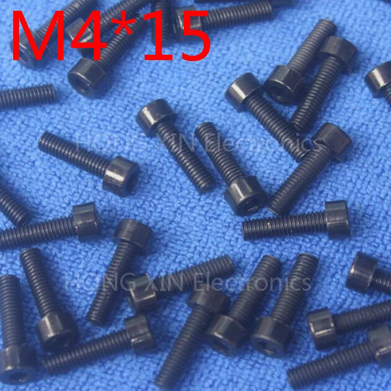 Черные винты M4 * 15 с внутренней шестигранной головкой из нейлона 1 шт. мм