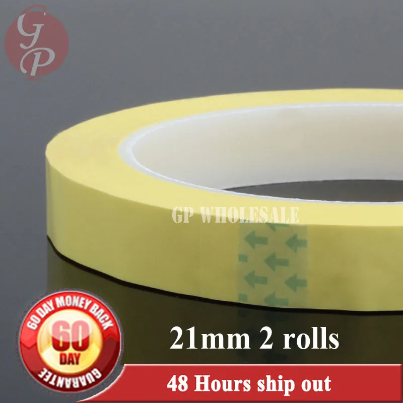 

2x 21mm*66M*0.06mm Transformer Insulation PET Anti-Flame High Temperature Adhesive Mylar Tape yellow #1211