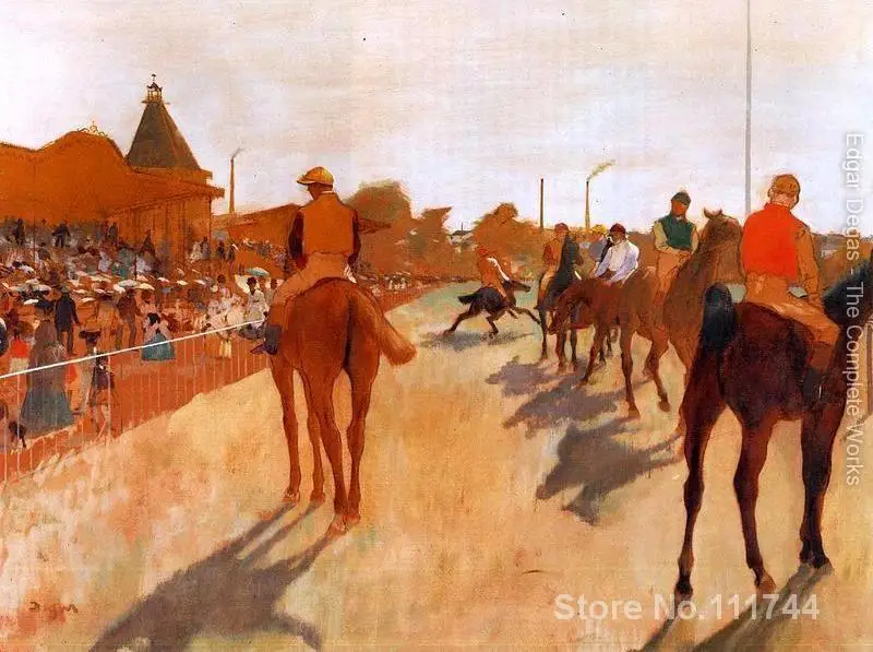 

French artist Racehorses in Front of the Grandstand 68 Edgar Degas painting for sale High quality Hand painted