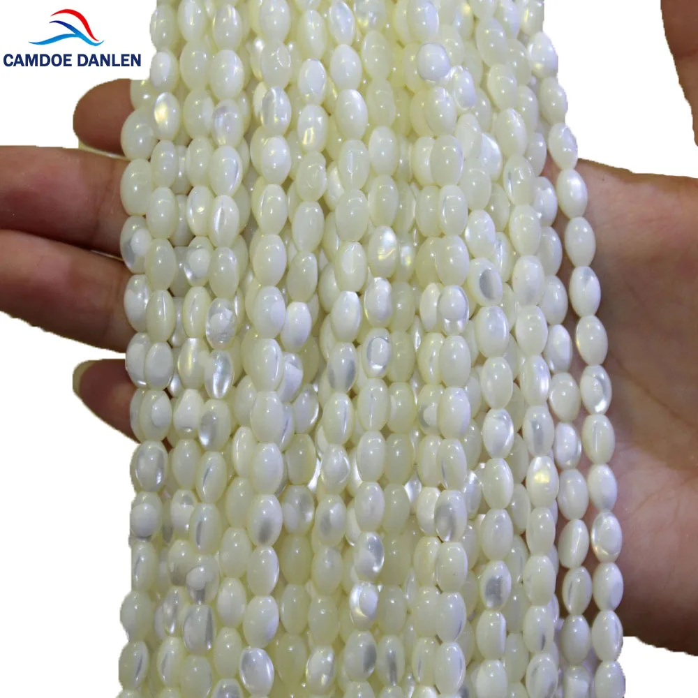 

CAMDOE DANLEN Natural Rice shape Trochus Shell Stone White Beads 4*7/5*8/6*9 mm Fit DIY Necklace Strand 15'' For Jewelry Making