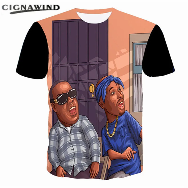 Новая мода забавная уличная одежда с мотивами из аниме топы Рэппер 2pac Тупак/Biggie
