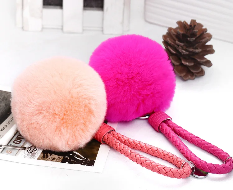 Модный брелок HC 8 см из натурального кроличьего меха|fluffy keychain|key chain ringbag keychain |