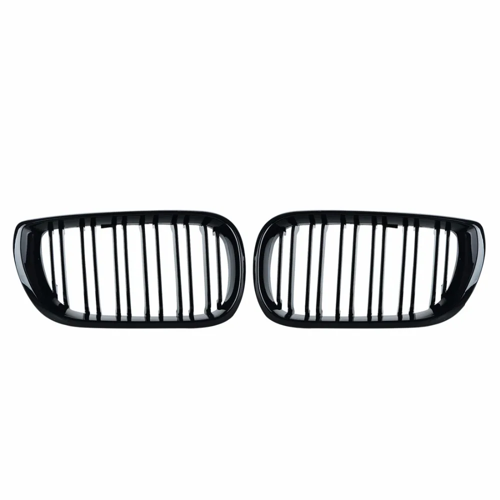 2 шт. автомобильный стиль черный глянец Передняя почка двойная планка гриль