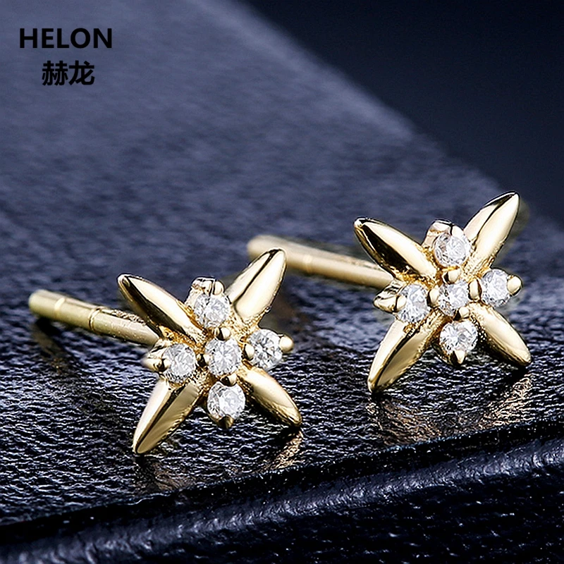 Женские серьги шпилька с алмазами 14 к желтое золото для помолвки свадьбы