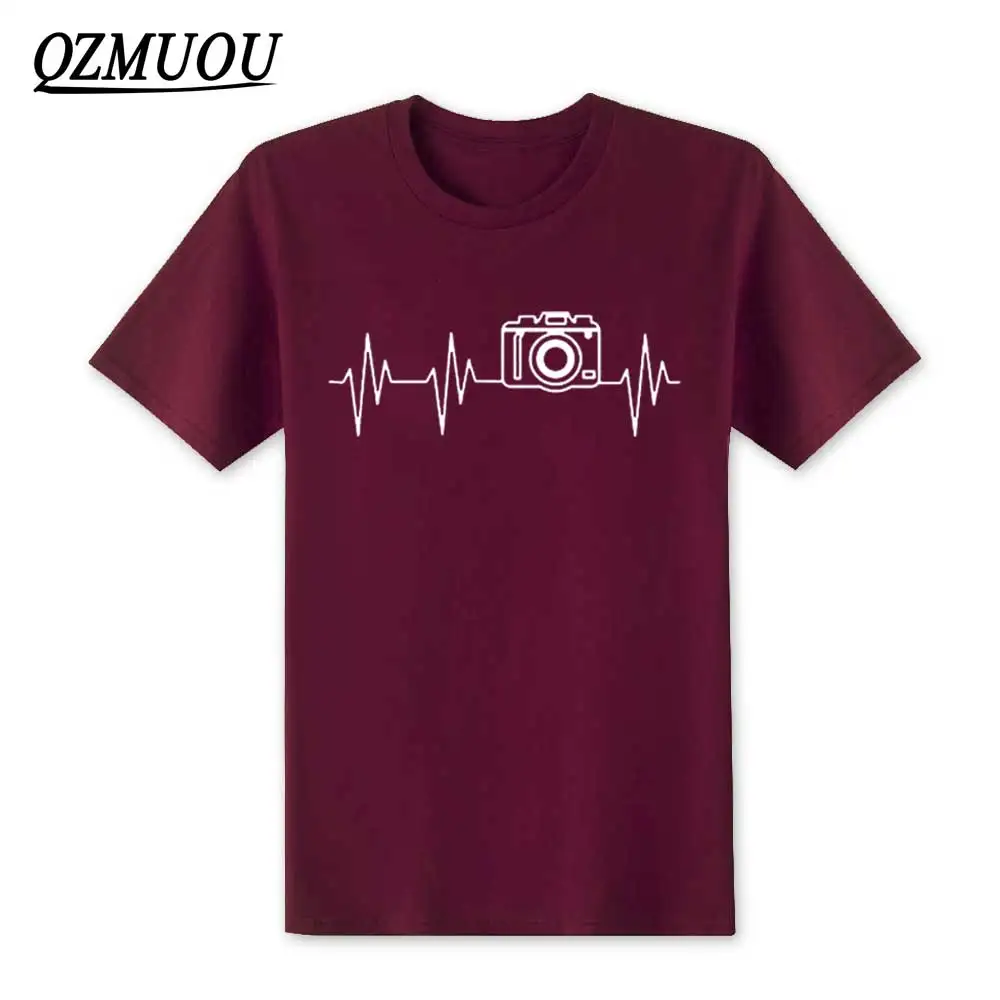 Модные мужские футболки с коротким рукавом и надписью Heartbeat of Camera хлопковые I SHOOT