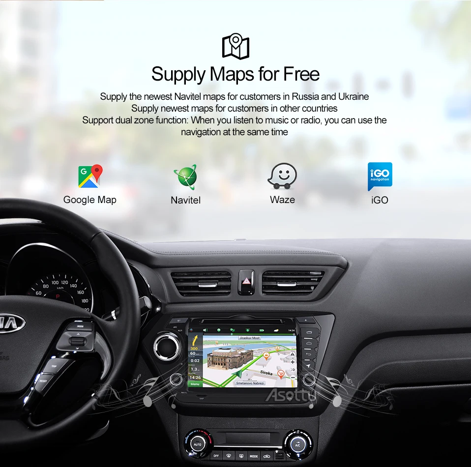 Asottu ZK28060 г 2 г+ 32 г android 7,1 автомобиль dvd gps плеер автомобиля Радио gps навигация видео плеер для Kia rio k2 автомобильный мультимедийный плеер