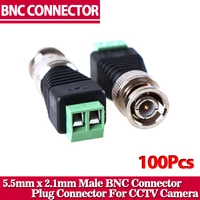 100pcs mini coax cat5 male bnc connector to camera cctv bnc video balun connector adapter