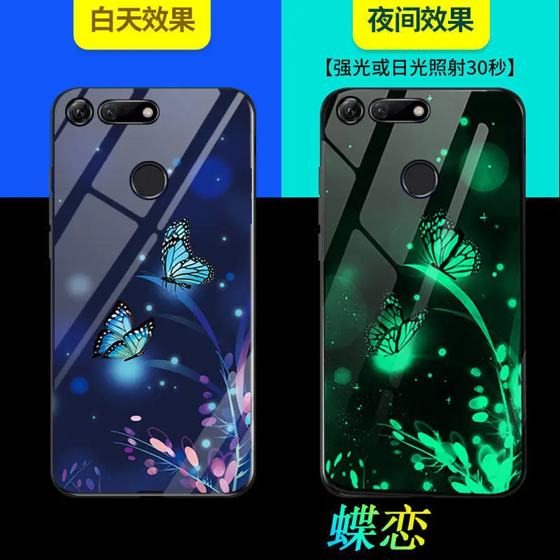 Чехол для телефона huawei Honor View 20, чехол, светящаяся, светящаяся, закаленное стекло, задняя крышка для huawei P10 P10 Plus P20 P20 Pro, сумка, чехол