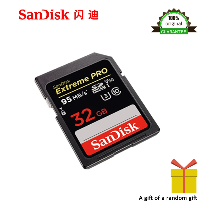 100% Оригинал SanDisk Extreme PRO SDHC SDXC UHS I 32 Гб 64 128 ГБ высокоскоростная карта памяти C10 U3 V30 SD