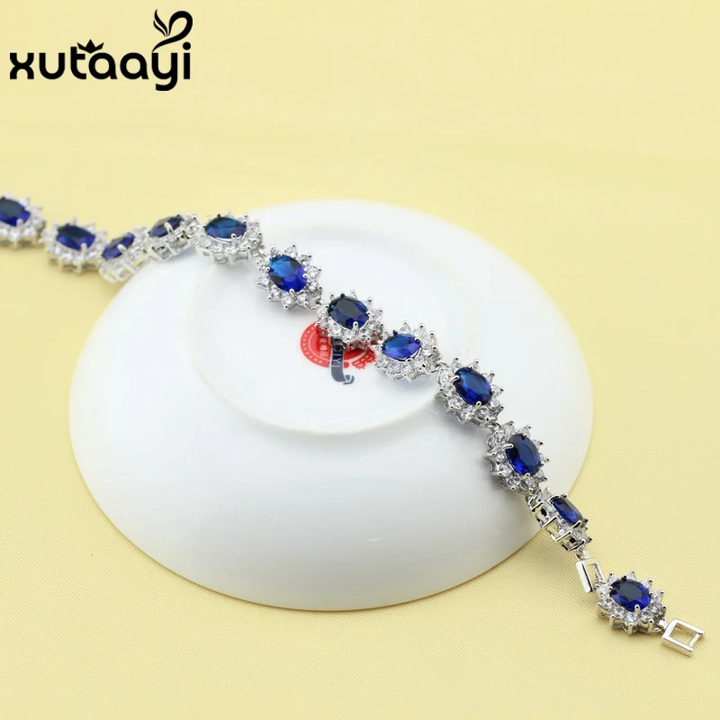 Женский браслет цепочка из циркония с белым кристаллом 20 см|925 silver jewelry|925 jewelry925 |
