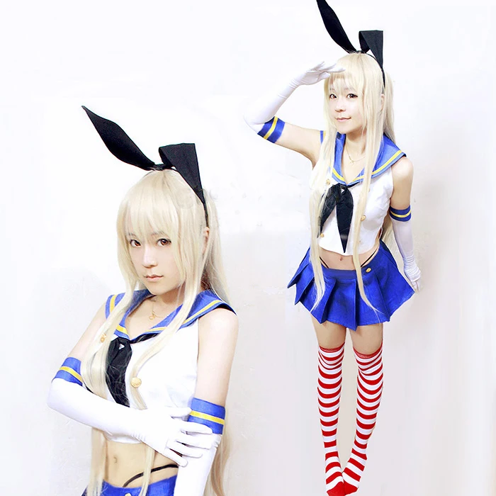 Новая коллекция Kantai костюм для косплея Shimakaze + чулки костюмы на Хэллоуин женщин