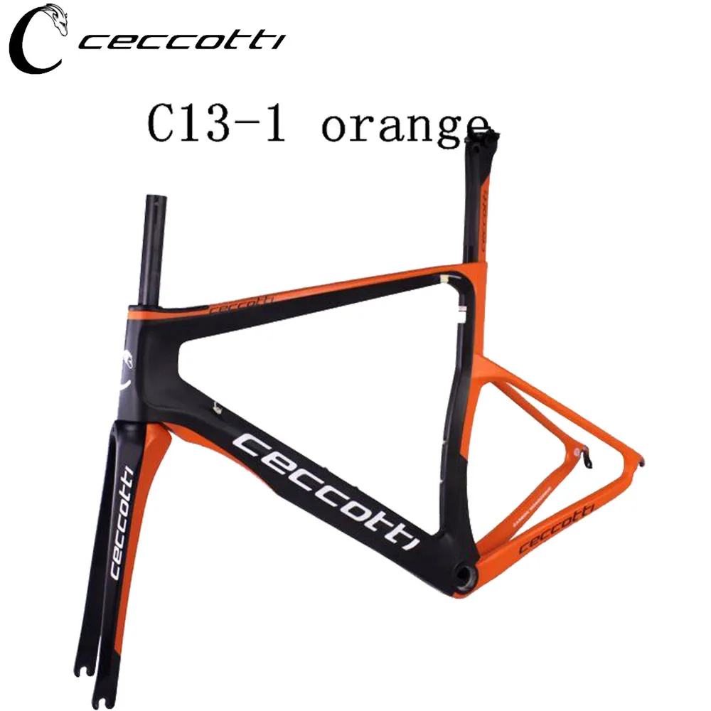 Карбоновая дорожная рама CECCOTTI brand оранжевая telaio bici da corsa carbonio XXS/XS/S/M/L карбоновая