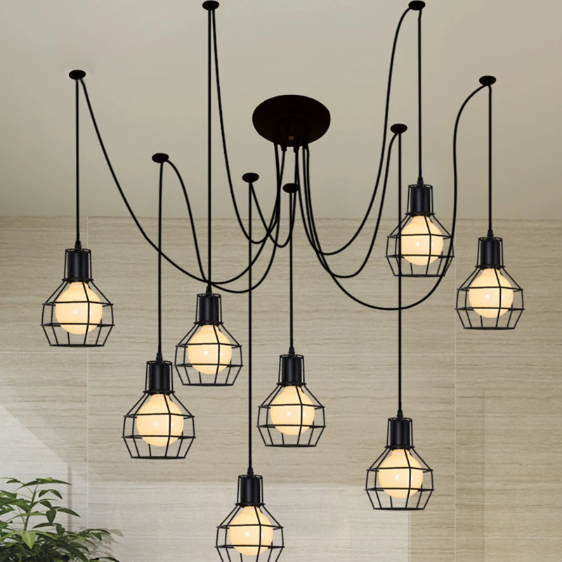 Nordic minimalist lighting creative wrought iron led chandelier living room interior bedroom dining lamp | Лампы и освещение