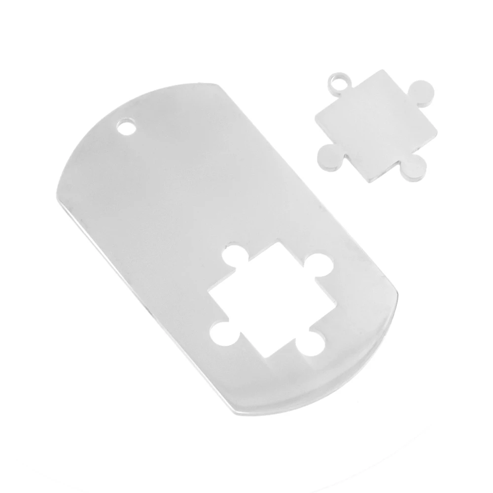 Головоломка ID Собака Тег Шарм кулон из нержавеющей стали пустой зеркало с