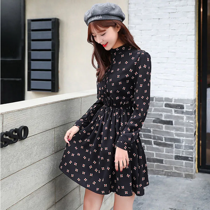 2017 весна лето новый большой размер шифон платья колледж стиль женская мода