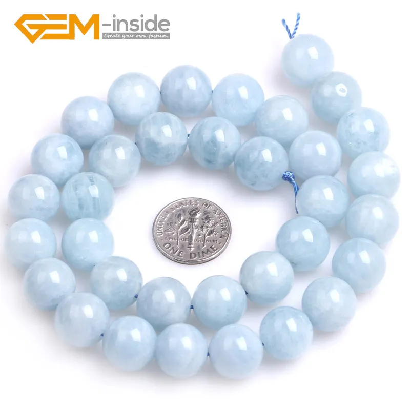 GEM-inside 6/8/10/12 мм круглые Класс AA Класс аквамарины Quartzs бусины для изготовления ювелирных изделий, для изготовления украшений своими руками, подарок нитка 15 дюйм(ов) Новые