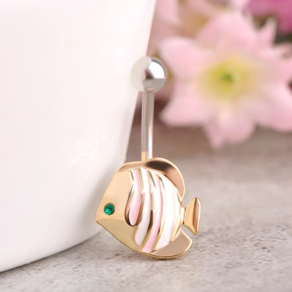 Funmor морская рыба пупка Кольца для эмаль животного пирсинг хирургические Сталь