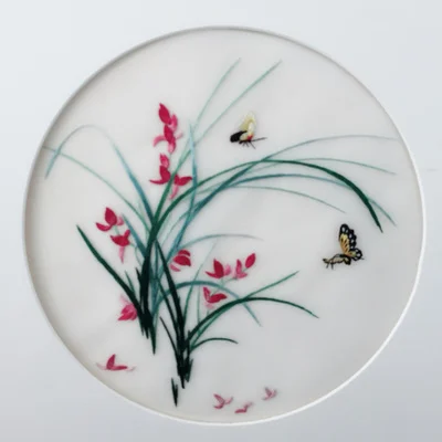 

Chinese Silk Hand Embroidery Finished Works Double-Side Pattern Round 20cm for Bag Clothing Fan Paintings Decoration Ornaments