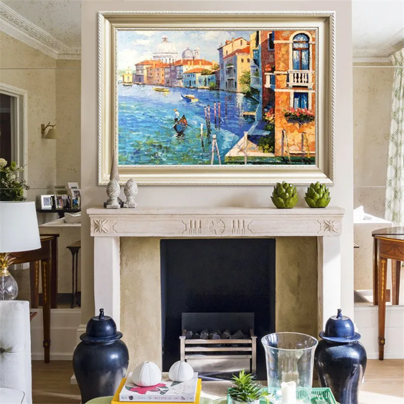 Ручная роспись море номер сидя номера украшает настенная живопись на холсте