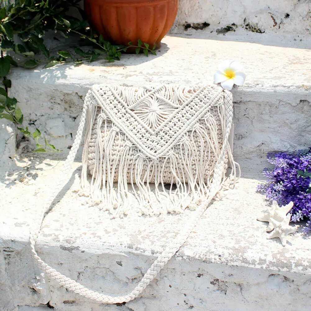 Женская сумка тоут с кисточками ручной работы Пляжная винтажная через плечо