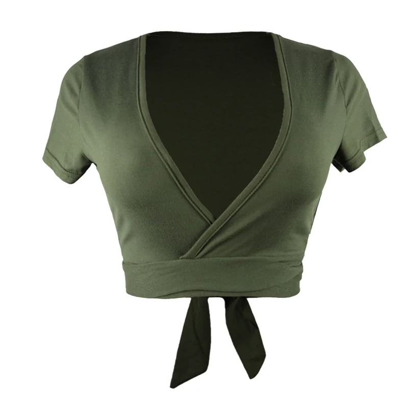 HAOLA летние женские сексуальные футболки с глубоким v-образным вырезом бандажные