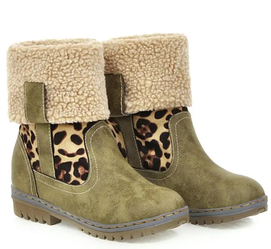 Женские ботильоны на толстом низком каблуке Сезон осень-зима Теплые