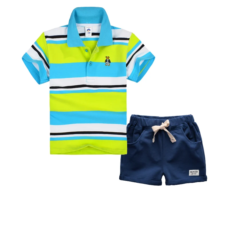 High Quality Summer Polo Shirts Set Children Boys Clothing Sets Baby Kids Suits Shirt Pants Cotton Clothes | Детская одежда и