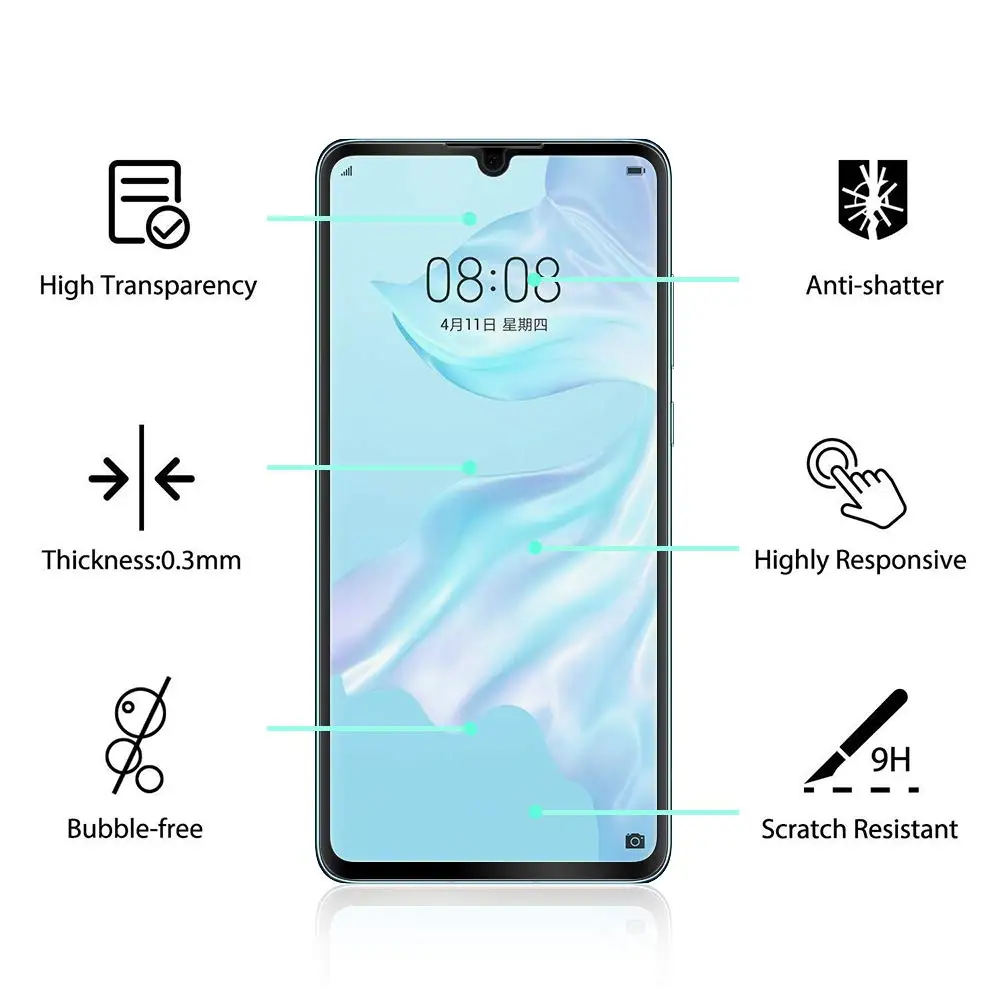3D полное покрытие закаленное стекло для Huawei P30 Pro Защитное Lite защита экрана на