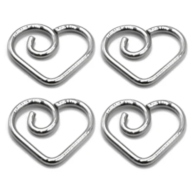 Showlove-4pcs/лот хирургические Сталь Daith в форме сердца в форме звезды ухо траг Хрящ уха серьги-улитки нос нательное пирсинг-кольцо ювелирные изделия 16g - Окраска металла: 4pcs Silver