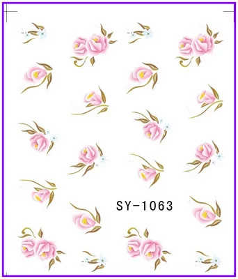 6 упак./лот блестящая водная наклейка наклейки на ногти цветок OLEANDER POT MARIGOLD CHINA ROSE