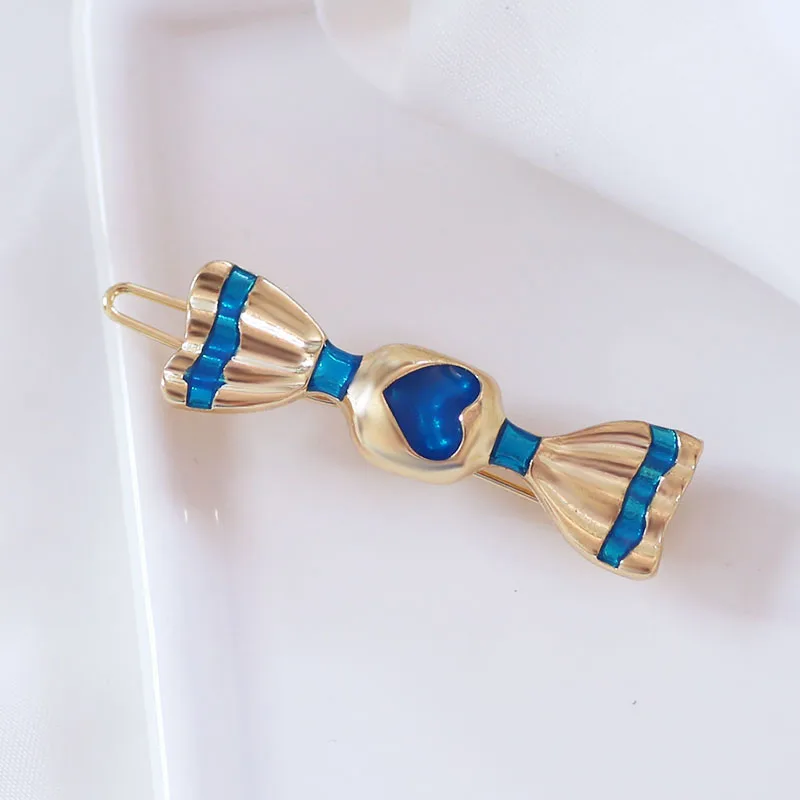 Женская эмалированная заколка для волос Sansummer с красным и синим сердцем из