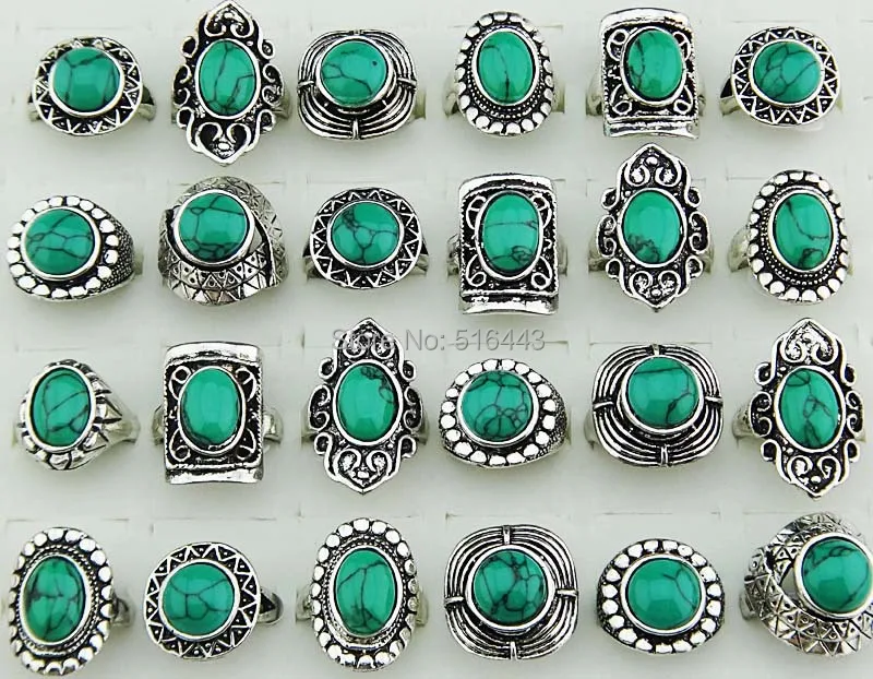 Бесплатная доставка 2014 Новое поступление винтажные 5 шт Зеленые бирюзовые камни