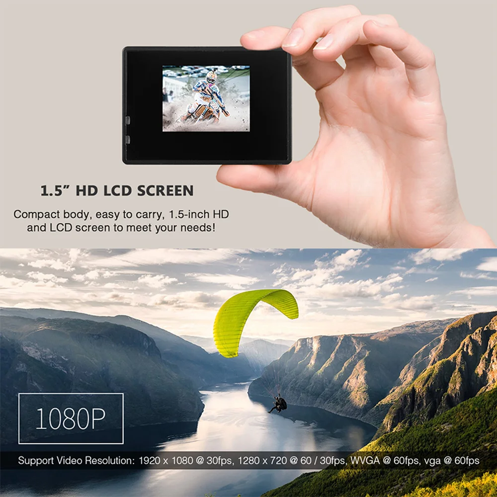 ES местная доставка: Экшн камера SOOCOO C10 Full HD 1080 P/30fps WiFi 1 5 дюйма LCD 170D спортивная