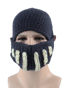 navy blue Высокое качество, зимняя вязаная шапка в римском Рыцаре, шапка для лица и шеи, хлопковая шапка ручной работы, маска-гладиатор, шапка, шапочки для отдыха - Цвет: navy blue