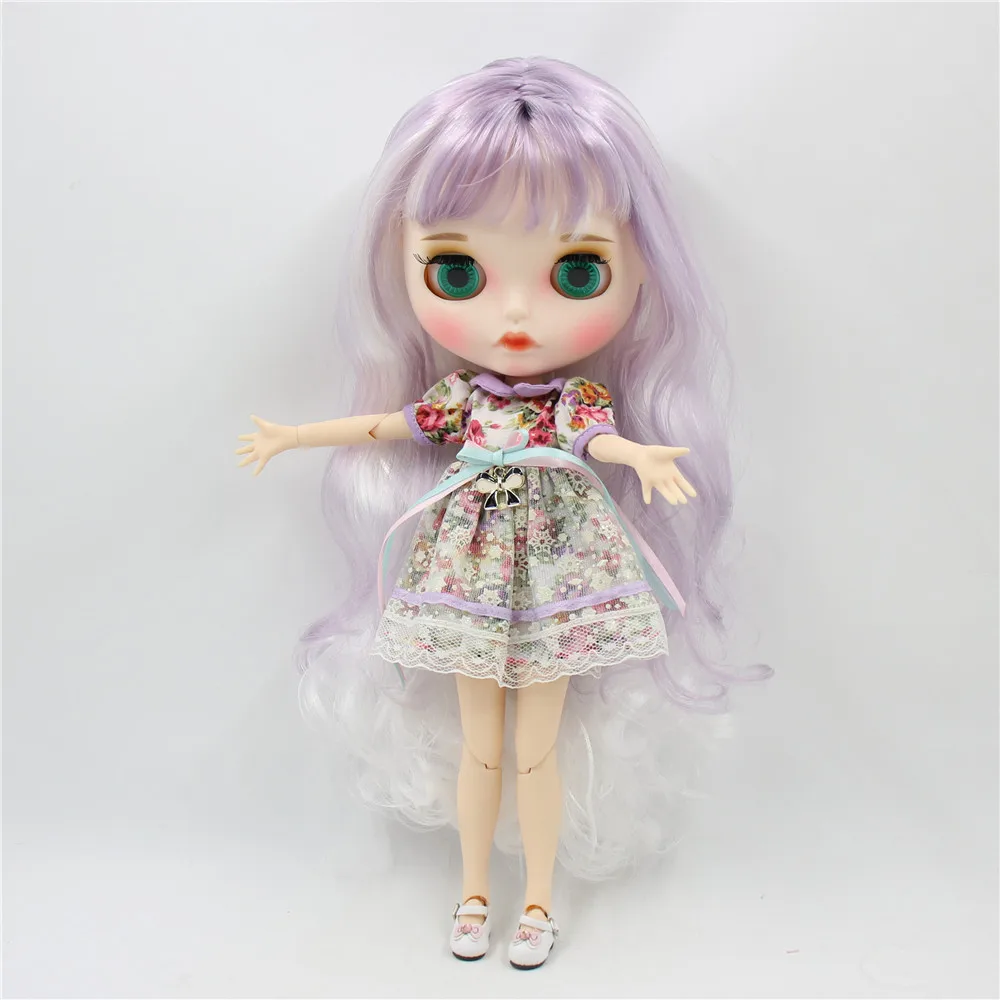 Кукла Blyth ICY DBS с белой кожей для суставов белое смешанное фиолетовыми волосами