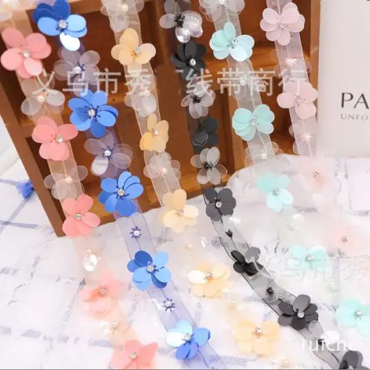 

Кружевная отделка из бисера, розовая, черная, 10 ярдов