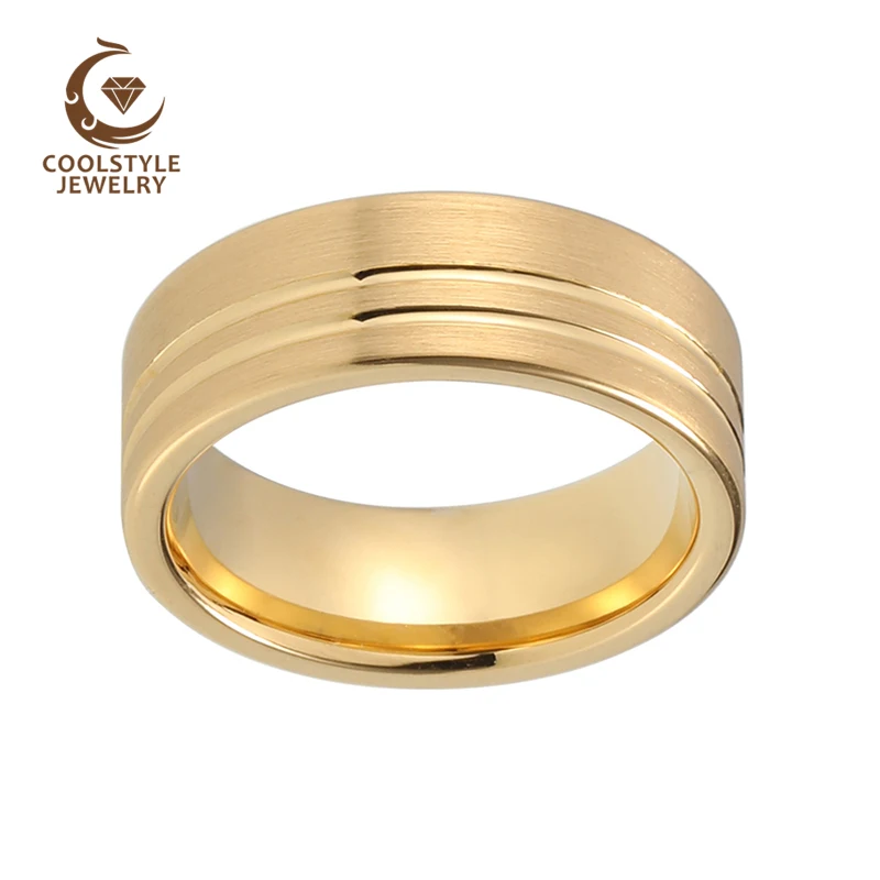 Мужские женские мужские вольфрамовые Обручальные золотые t образные кольца 8 мм с