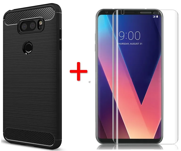 

For LG V30 PC Hard Cover Phone Case Cover Shell and 3D Curved Edge Full Cover Glass Screen Protector For LG V30 Glass