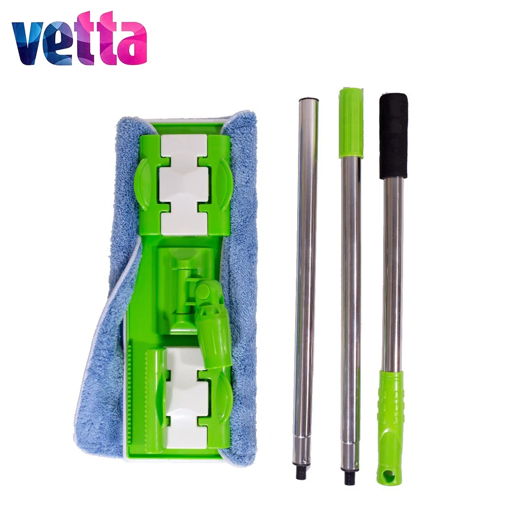 Швабра с тряпкой из вискозы и телескопической ручкой (117см) на зажимах | Дом сад