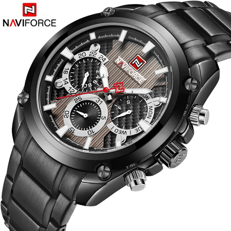 NAVIFORCE Fashion Casual Brand Waterproof Quartz Watch Men Military Stainless Steel Sports Watches Man Clock Relogio Masculino | Наручные