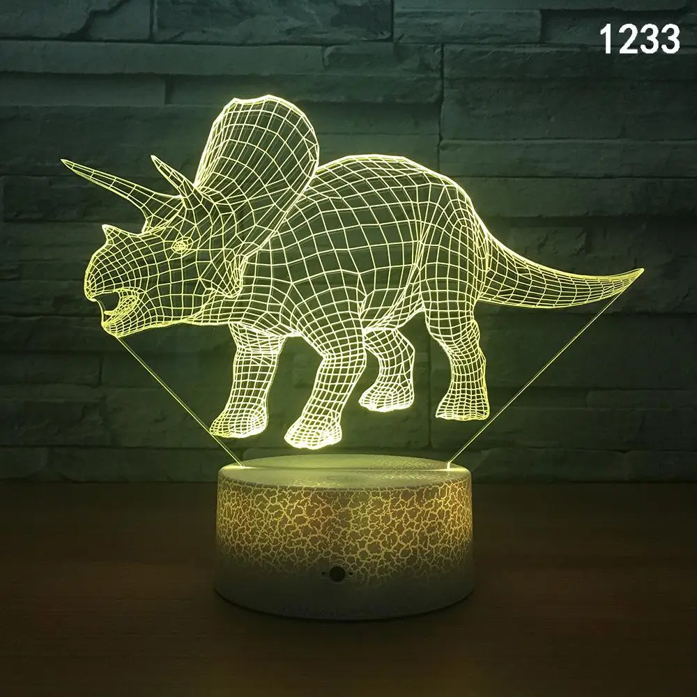 Дино сломай базу 3d лампа Цвет Фул творческой личности ночник 3d светодиодный Ночной светильник 7 Цвет изменения Рождественский подарок детские игрушки - Испускаемый цвет: K