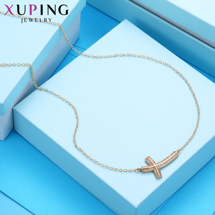 Xuping модный элегантный крест узор позолоченный кулон ожерелье для женщин День благодарения ювелирные изделия подарок M54-40084