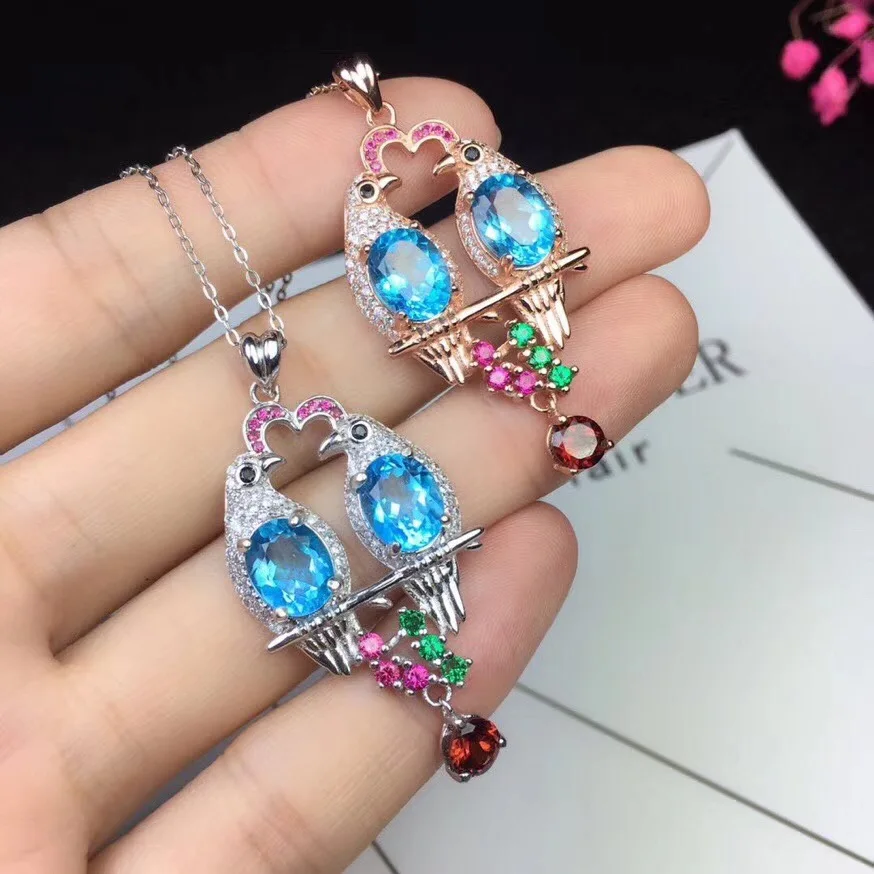 

Fashion personality design 925 silver Topaz Necklace lovely animal atmosphere style affordable