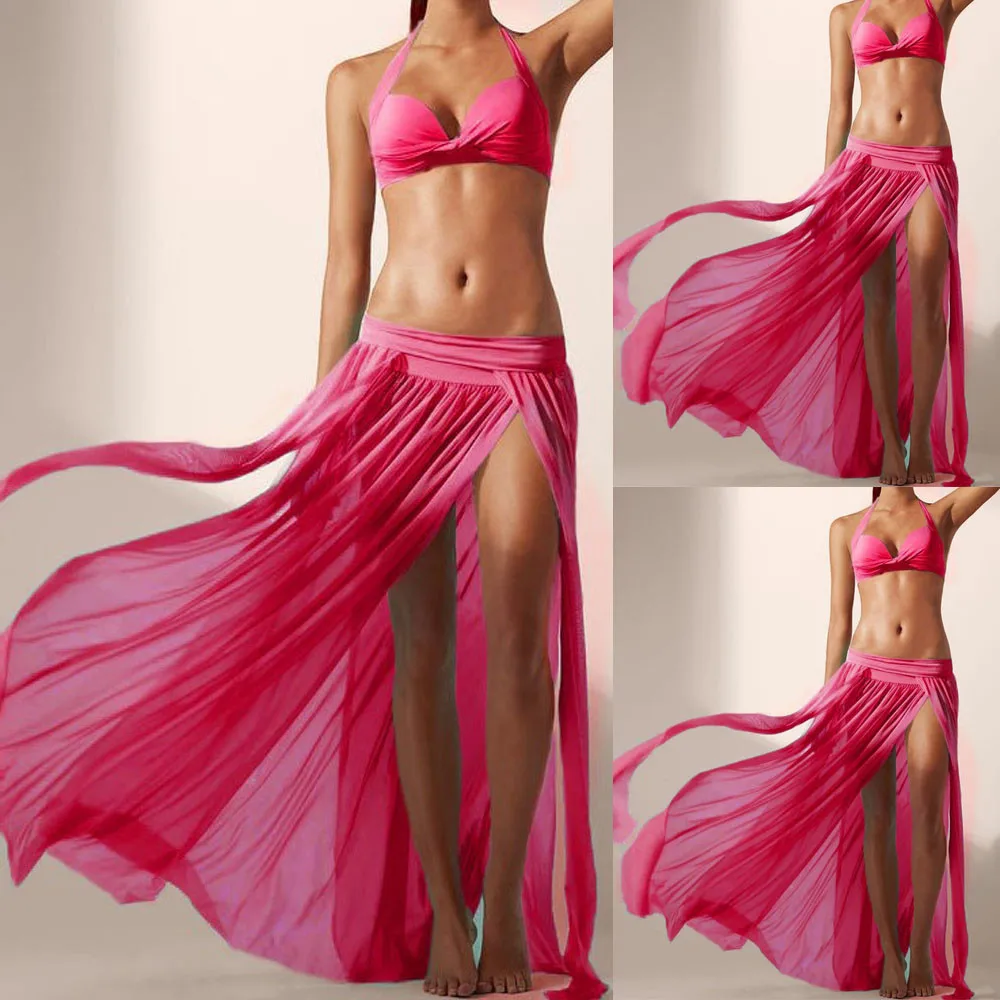 Women Skirt Summer Bohemian 2019 Solid Sexy Boho Chiffon High Split Long Maxi W406 | Женская одежда