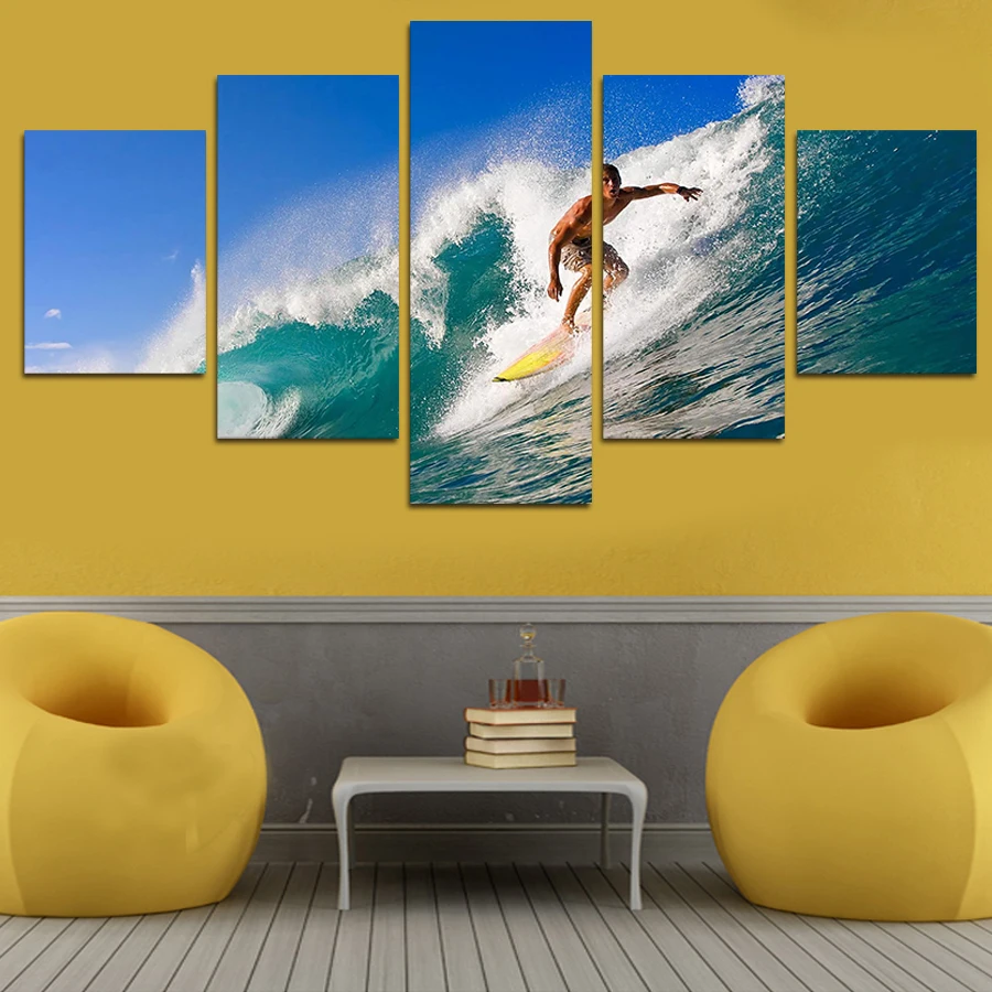 Настенные идеи для серфинга художественные фотографии-5 шт. холст | Дом и сад
