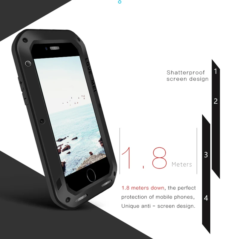 LOVE MEI Aluminum Metal Doom Armor For Apple iPhone 7 8 Waterproof Shockproof Heavy Duty Cover Cases for Plus |