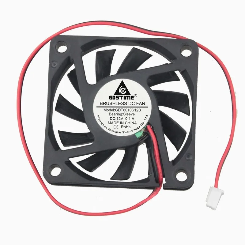 1 шт Gdstime DC 12V 6010s 2 провода 6 см 60 мм x 10 Бесщеточный Охлаждающий вентилятор мм|cooler