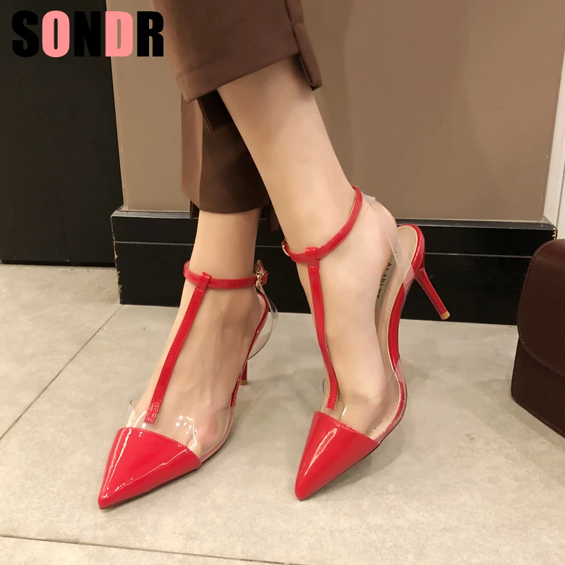 Женские туфли-лодочки на высоком тонком каблуке 8 5 см босоножки с Т-образным