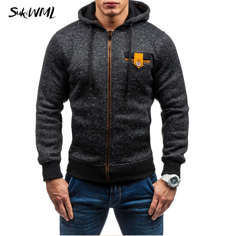 SUKIWML толстовки для мужчин 2018 новые на молнии мужские кардиганы осенние Sudaderas Hombre