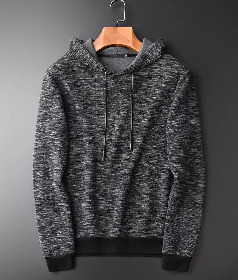 

Minglu Hoodies Men Autumn Fashion Yarn-dyed Pullover Grey Hoodies Hight Quality Young Trend Slim Fit Hooded Sweatshirts For Men